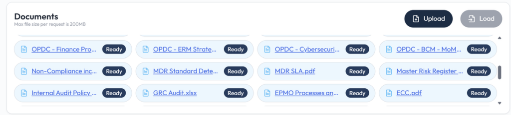 Uploaded BCM evidence documents marked ready for assessment